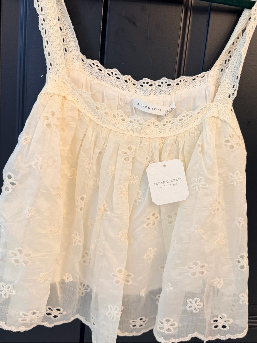 Altar'd State Cream Eyelet Lace Top